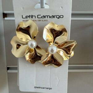 Brinco Meia Flor Dourado