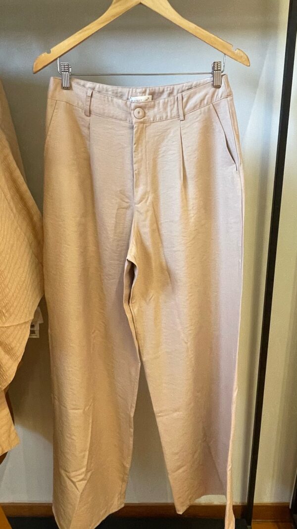Calça Pantalona Pense e Bolso Nude PW - P