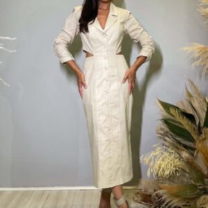 Vestido Blazer Maxi Midi BEGE PW - P