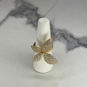 Anel Folhas Zirconias